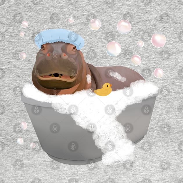 Cute Baby Hippo Bathtime by Suneldesigns